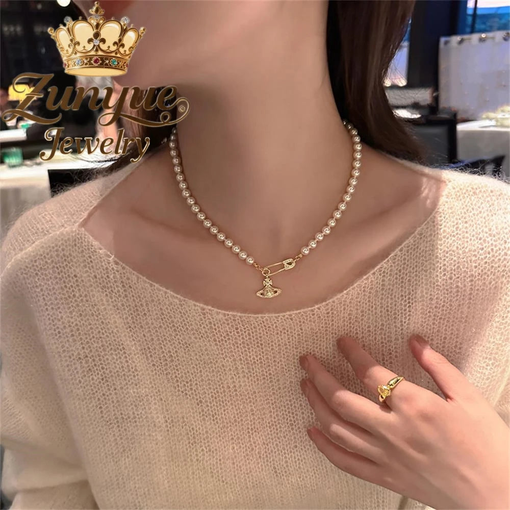 Natural Freshwater Pearl Necklace Exquisite High-end Sexy Young Girls Holiday Gift "ins High-end feel" Luxury Quality Jewelry