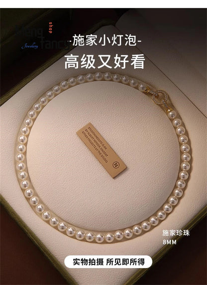 Natural Freshwater Pearl Necklace Simple Exquisite Elegant Luxury Fashion Fine Jewelry Sexy Young Girls High-grade Holiday Gifts