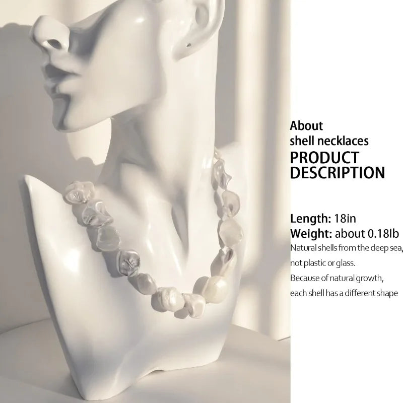 Pearl Choker Necklace for Women Boho Black White Large Freshwater Pearls Beaded Statement Necklaces Silver Fashion Jewelry Gifts