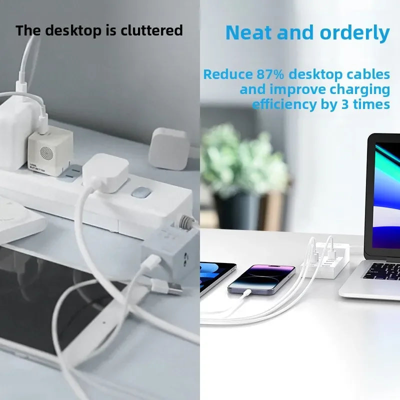 US/EU Smart 10-Port Fast-Charging USB Charger for Mobile Phones Flat Panel Home Office Power Station with Travel Usage Features