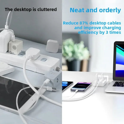 US/EU Smart 10-Port Fast-Charging USB Charger for Mobile Phones Flat Panel Home Office Power Station with Travel Usage Features