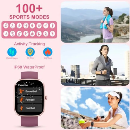 Smart Watch 1.91 HD Smartwatch for Men Women Answer Make Call Fitness Tracker with 100+ Sport Modes IP68 Waterproof Heart Rate