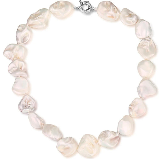 Pearl Choker Necklace for Women Boho Black White Large Freshwater Pearls Beaded Statement Necklaces Silver Fashion Jewelry Gifts