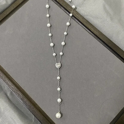 Love pearl necklace, women's light luxury versatile earrings, high-end feeling bracelet jewelry set