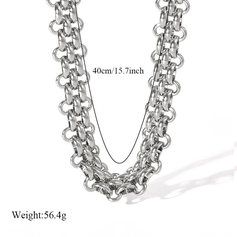 EILIECK Silver Color Cuban Chain Necklace For Women Girl Fashion New Party Gift Thick Neck Chain Waterproof Jewelry Bijoux