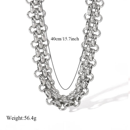 EILIECK Silver Color Cuban Chain Necklace For Women Girl Fashion New Party Gift Thick Neck Chain Waterproof Jewelry Bijoux