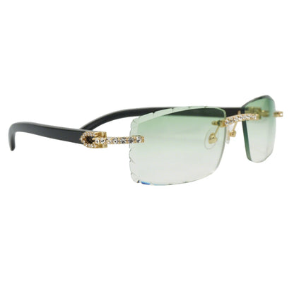 Horn Sunglasses Rimless metal ultra light titanium polarized UV400 lenses retro horn temples unisex For beach driving daily use