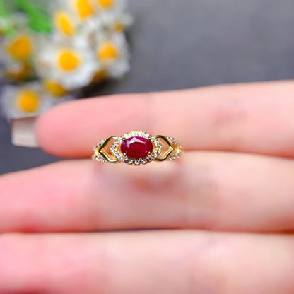 Exquisite Vibrant Natural Ruby Ring S925 Silver Stylish Versatile Jewelry for Women Ideal for Parties Office Wear