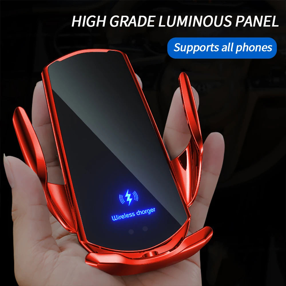 15W Q3 Smart Sensor Car Phone Wireless Charger Fast Charging Auto-Clamping Car Phone Holder for iPhone and All  Android