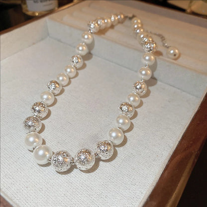 Round Pearl Necklace French Elegant Niche Design Collarbone Chain New Fashionable High-end Jewelry For Women