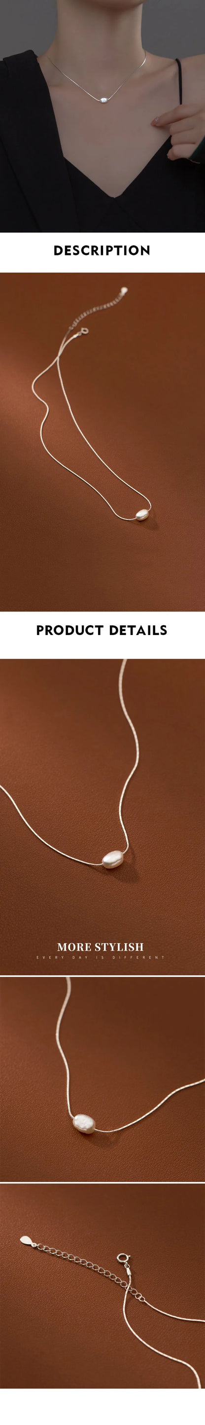 Woman Pearl Necklace For Women On Neck Silver 925 Chain Necklaces Female Pearl Pendant Girls Fashion Jewelry Elegant