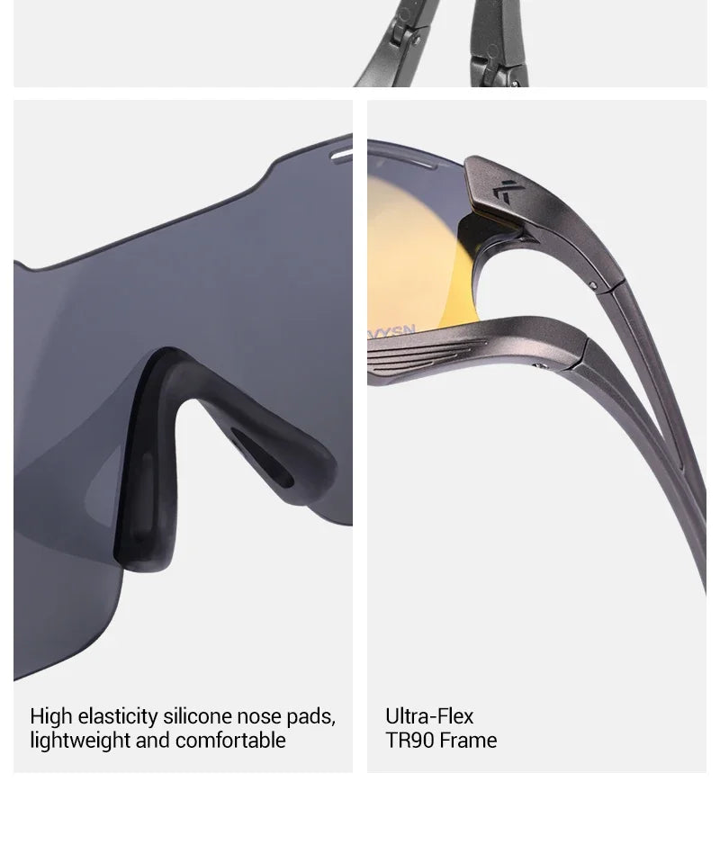 Kapvoe Cycling Sunglasses Photochromic Sports Eyewear UV400 Men MTB Eyewear Outdoor Running Goggles Hiking Sunglasses Sports