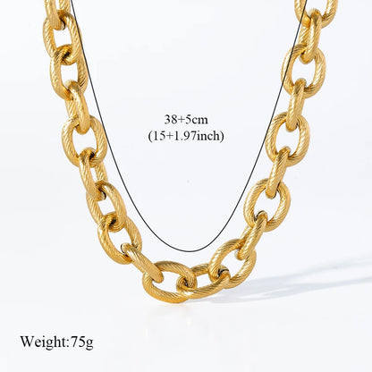 EILIECK Silver Color Cuban Chain Necklace For Women Girl Fashion New Party Gift Thick Neck Chain Waterproof Jewelry Bijoux