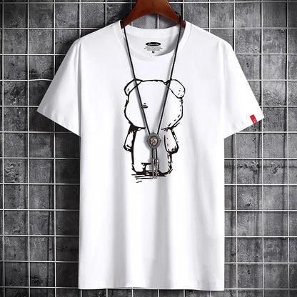 T Shirt for Men Men's Clothing Fitness White O Neck Anime Man T-shirt For Male Oversized Tops New Men T-shirts Goth Punk