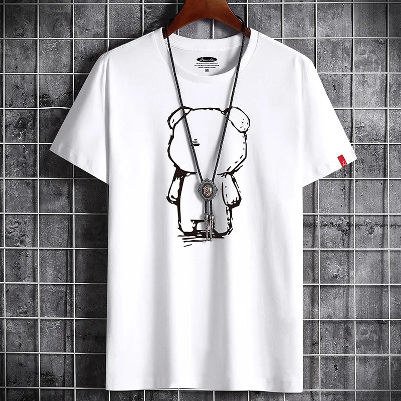 T Shirt for Men Men's Clothing Fitness White O Neck Anime Man T-shirt For Male Oversized Tops New Men T-shirts Goth Punk