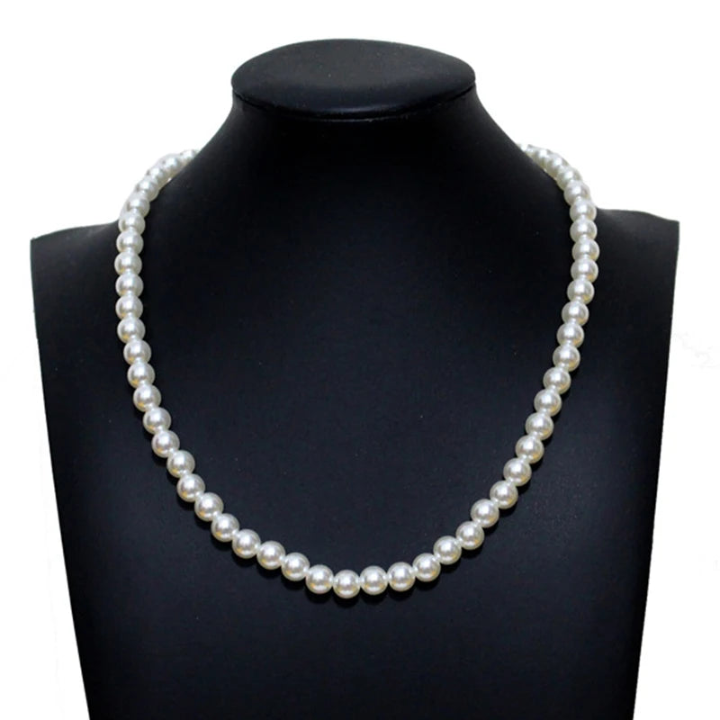 Pearl Necklace Women Men Classic Handmade Strand Bead Jewelry Luxury Trendy Choker Party Gift