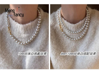 Natural Freshwater Pearl Necklace Simple Exquisite Elegant Luxury Fashion Fine Jewelry Sexy Young Girls High-grade Holiday Gifts