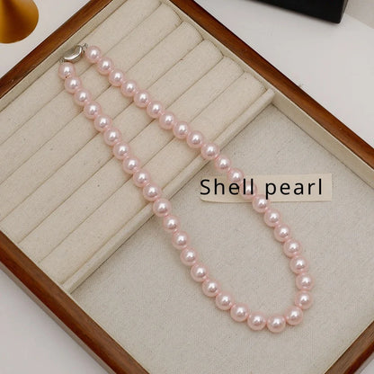 Pink Pearl Necklace for Women Charming Girl Gift Collar De Mujer Birthday Wedding Korean Fashion Jewelry Bulk Items Wholesale