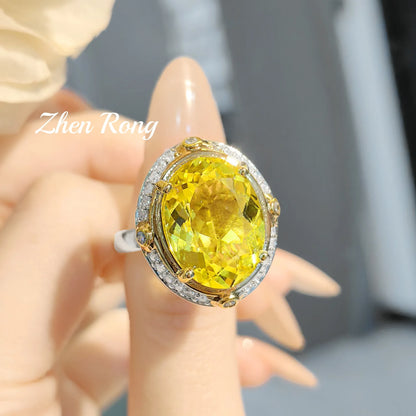 Italian retro court style feather set, brilliant yellow zircon necklace set, red zircon earrings set, zircon ring for women