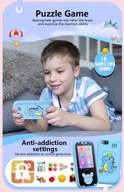 Kids Smart Phone Educational Toys Dual Camera Music Player Baby Phone With 8G Memro Game Learning for Age 3-12 Brithday Gifts