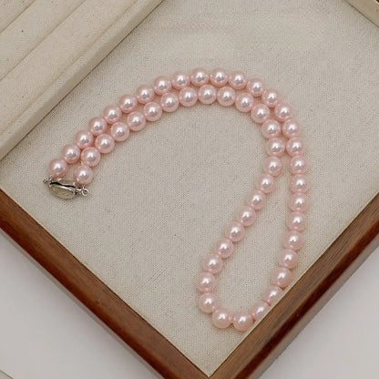 Pink Pearl Necklace for Women Charming Girl Gift Collar De Mujer Birthday Wedding Korean Fashion Jewelry Bulk Items Wholesale