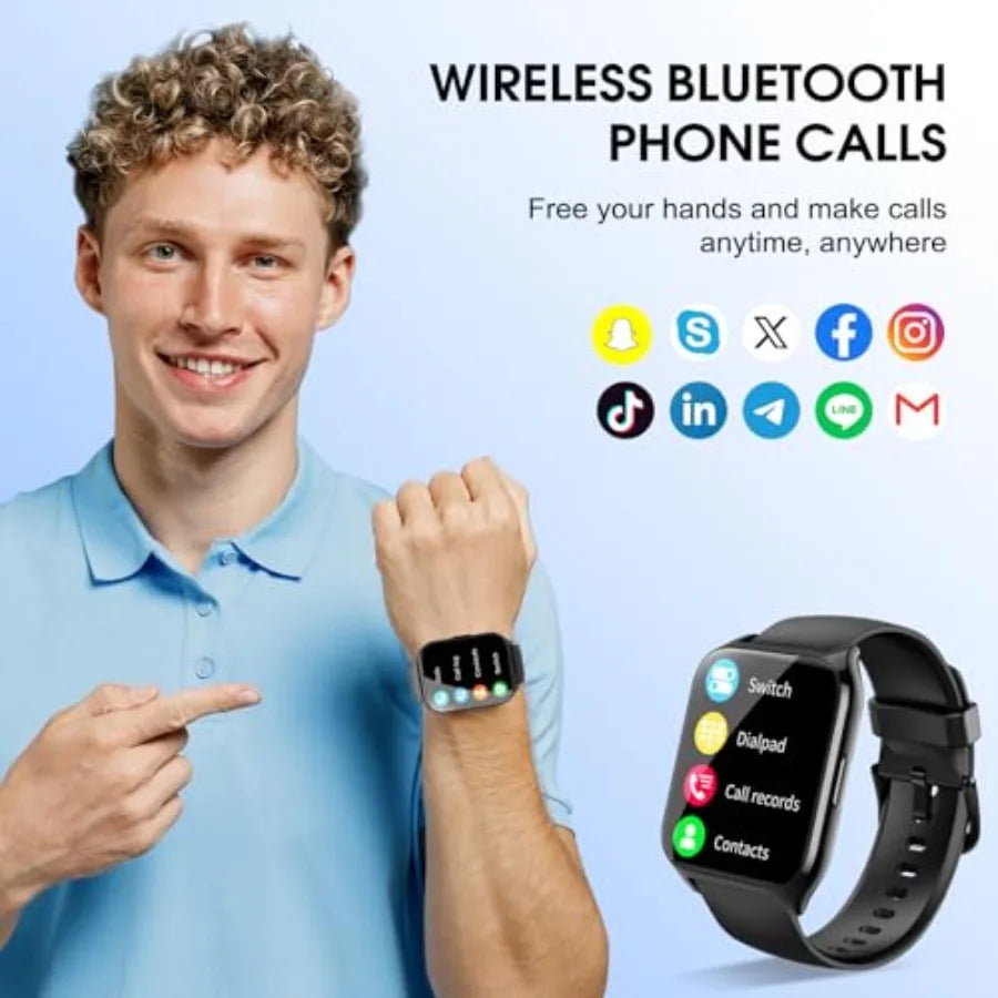 Smart Watch for Men Women Answer Make Calls 1.85 HD Touch Screen Fitness Watch with Sleep Heart Rate Monitor 112 Sports Modes I