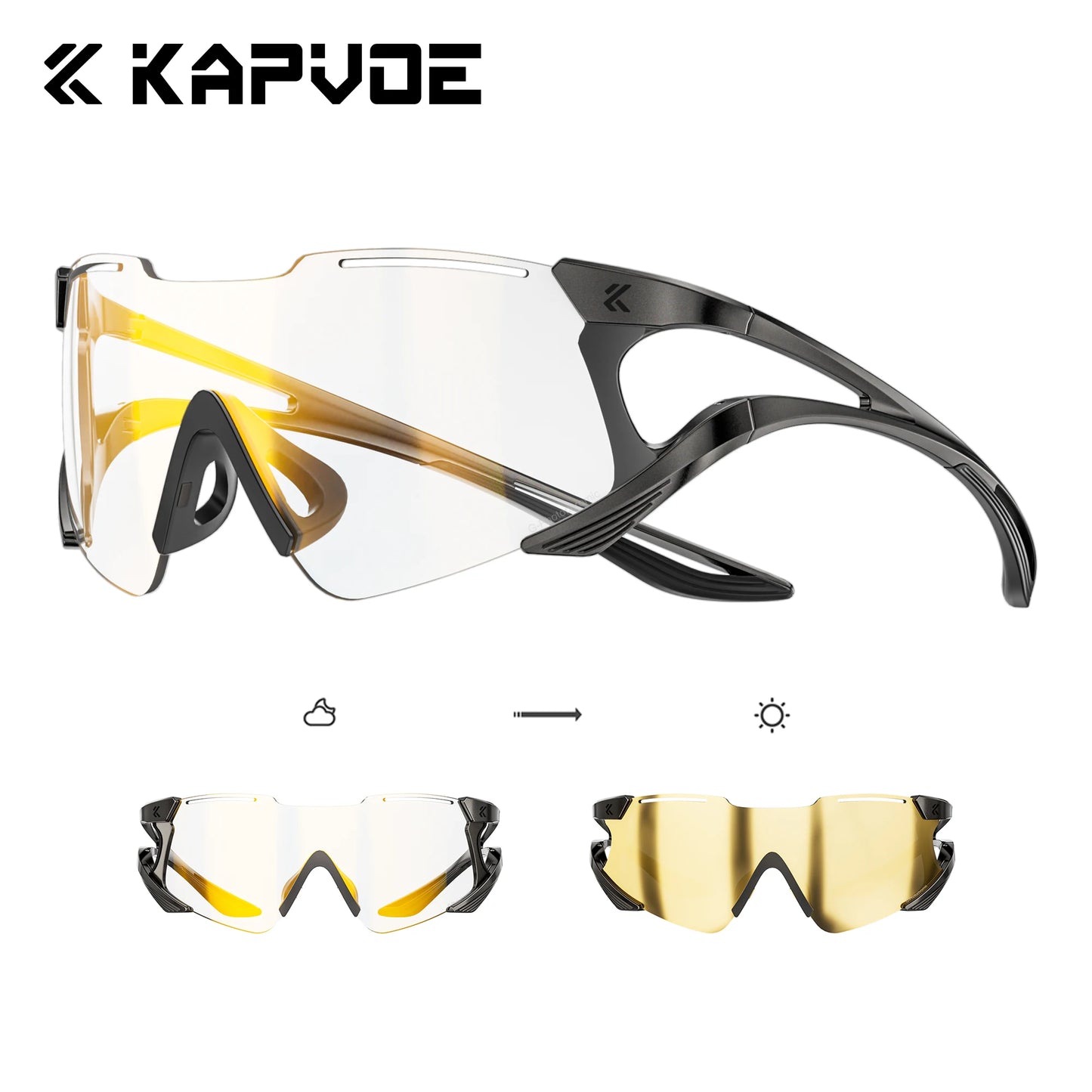 Kapvoe Cycling Sunglasses Photochromic Sports Eyewear UV400 Men MTB Eyewear Outdoor Running Goggles Hiking Sunglasses Sports