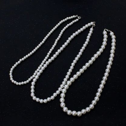 Pearl Necklace Women Men Classic Handmade Strand Bead Jewelry Luxury Trendy Choker Party Gift