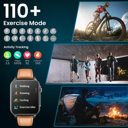 Smart Watch for Men Fitness Tracker: 1.96 Military Smartwatches with Bluetooth Call Three Lights Flashlight Watch Compatible An