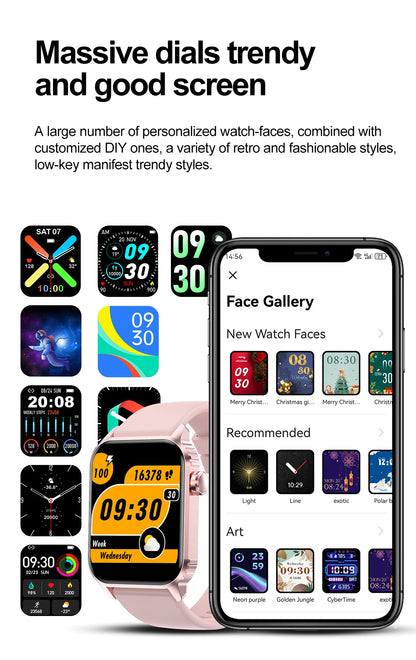 TG08 Smart Watch, 1.85"Smartwatch for Men Women (Answer/Make Call), Fitness Tracker with 100+ Sport Modes, Waterproof Watch.