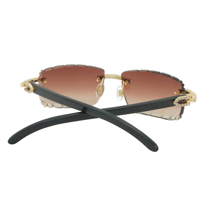 Horn Sunglasses Rimless metal ultra light titanium polarized UV400 lenses retro horn temples unisex For beach driving daily use