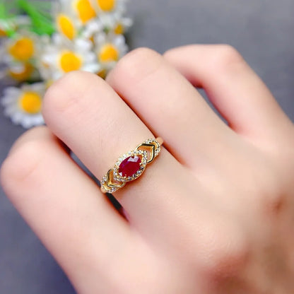 Exquisite Vibrant Natural Ruby Ring S925 Silver Stylish Versatile Jewelry for Women Ideal for Parties Office Wear