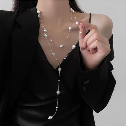 Women Baroque Pearl Necklace for Women Girls Chic Aesthetic Multiple Styles Wearing Party Dress Necklace Jewelry Gift