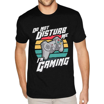 Design Your Own Shirt Do Not Disturb I'm Gaming. Video Games Funny Gamer T Shirt Short Sleeve for Man  Black Tshirt