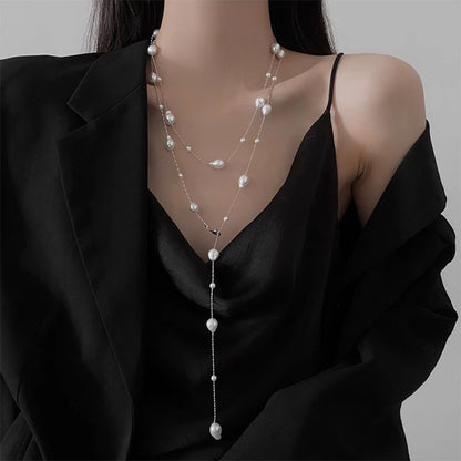 Women Baroque Pearl Necklace for Women Girls Chic Aesthetic Multiple Styles Wearing Party Dress Necklace Jewelry Gift