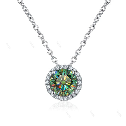 Tezzc 0.5ct 1ct Moissanite Necklace for Women 925 Sterling Silver with Gold Plated Pendant Luxury Necklaces Jewelry Wholesale