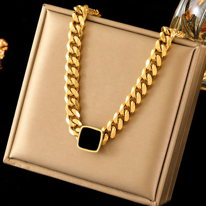 EILIECK Silver Color Cuban Chain Necklace For Women Girl Fashion New Party Gift Thick Neck Chain Waterproof Jewelry Bijoux