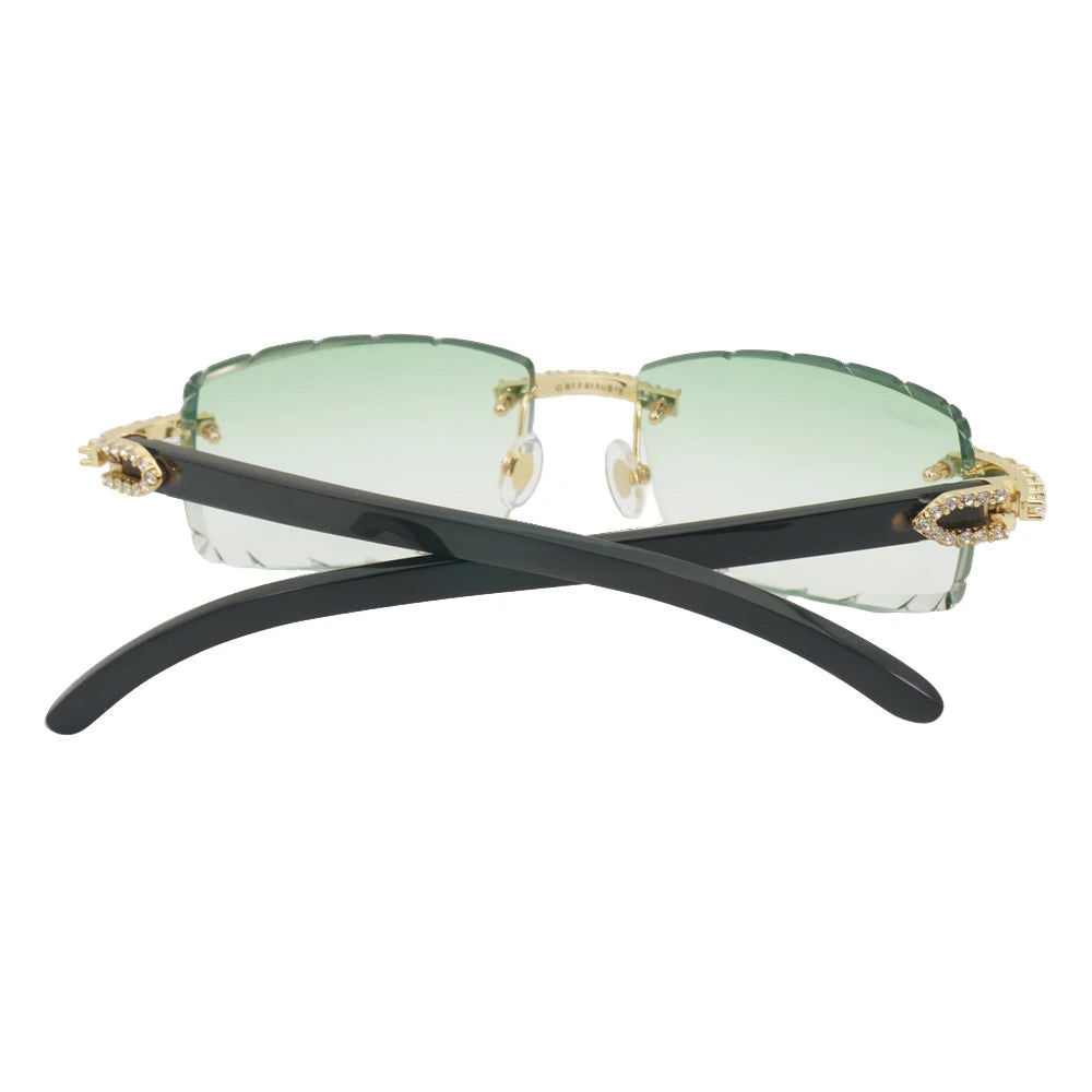 Horn Sunglasses Rimless metal ultra light titanium polarized UV400 lenses retro horn temples unisex For beach driving daily use