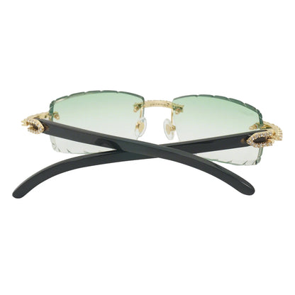 Horn Sunglasses Rimless metal ultra light titanium polarized UV400 lenses retro horn temples unisex For beach driving daily use