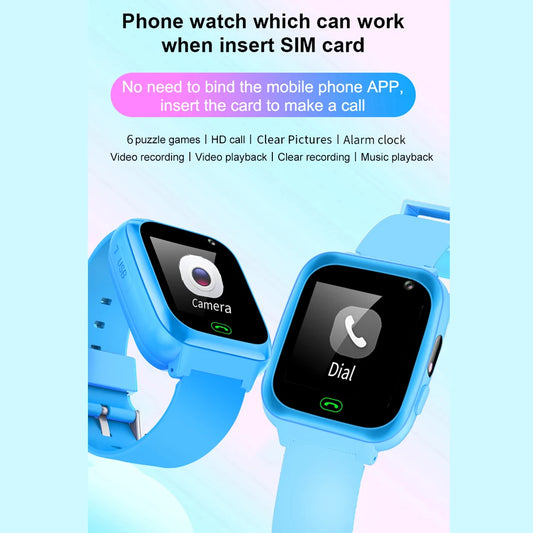 2g Kids Smart Phone Watch Phone Call SOS Video Music Player Camera Games Flashlights Calculator Alarm Clock  Smartwatch Children