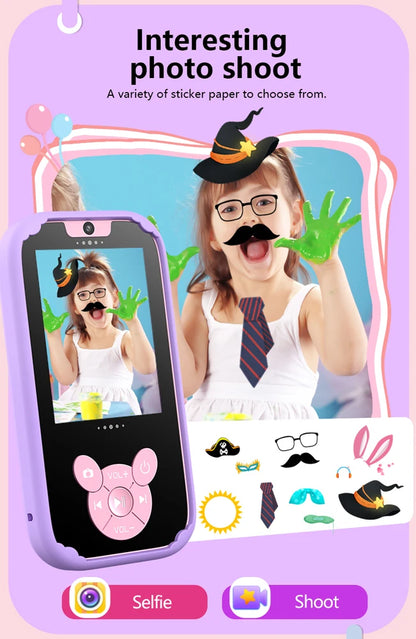 Kids Smart Phone Educational Toys Dual Camera Music Player Baby Phone With 8G Memro Game Learning for Age 3-12 Brithday Gifts