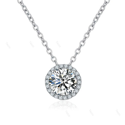 Tezzc 0.5ct 1ct Moissanite Necklace for Women 925 Sterling Silver with Gold Plated Pendant Luxury Necklaces Jewelry Wholesale