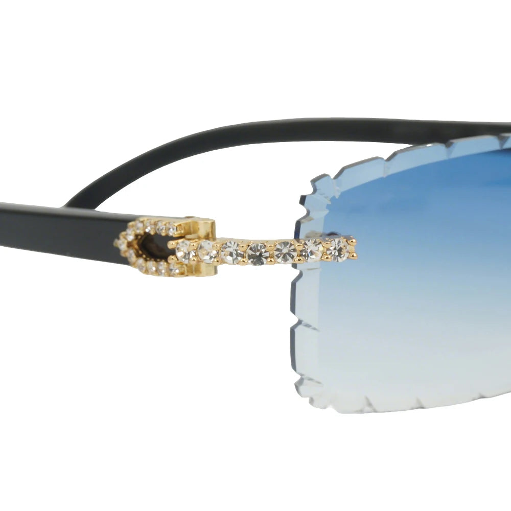 Horn Sunglasses Rimless metal ultra light titanium polarized UV400 lenses retro horn temples unisex For beach driving daily use