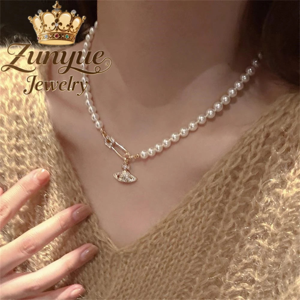 Natural Freshwater Pearl Necklace Exquisite High-end Sexy Young Girls Holiday Gift "ins High-end feel" Luxury Quality Jewelry