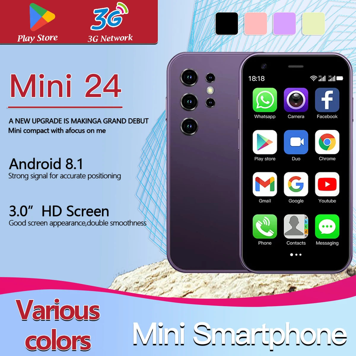 Mini 24-inch smart phone dual SIM dual standby dual SIM dual standby all network universal global version