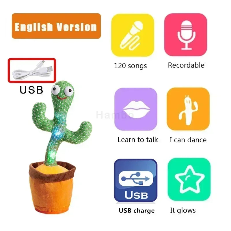 Smart Cactus That Can Dance and Speak, Interactive Learning and Music Toys for Children, Supporting Charging and Battery Models
