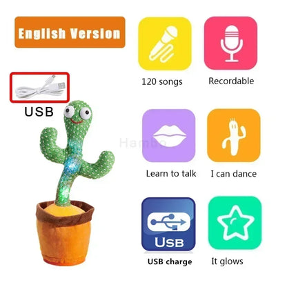 Smart Cactus That Can Dance and Speak, Interactive Learning and Music Toys for Children, Supporting Charging and Battery Models