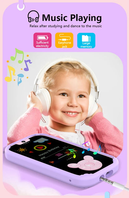 Kids Smart Phone Educational Toys Dual Camera Music Player Baby Phone With 8G Memro Game Learning for Age 3-12 Brithday Gifts