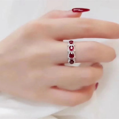 Natural Ruby Ring, 925 Sterling Silver, Simple and Exquisite Style Recommended By The Owner