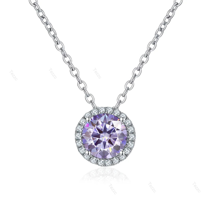 Tezzc 0.5ct 1ct Moissanite Necklace for Women 925 Sterling Silver with Gold Plated Pendant Luxury Necklaces Jewelry Wholesale